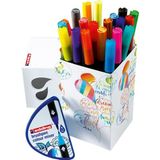 edding Colour Happy box - set van 20 +1 kleurenmixer - kleurrijk, helder, delicate kleuren - flexibele penseelpunt - viltstift voor dagboeken, handlettering, mandala, kalligrafie