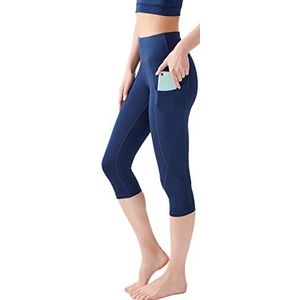 Los Ojos Capri leggings voor dames – yogabroek met zakken, workout-legging met hoge spek-weg-taille voor vrouwen, True Navy, XS