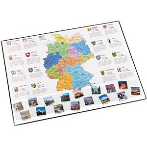 Läufer 45348 Landkaarten-bureauonderlegger Duitsland, antislip onderlegger met Duitse kaart, 40 x 53 cm, met transparant zijvak