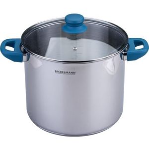FACKELMANN Soeppan Essential, Ø 24 cm, 9L, hoogwaardig roestvrij staal, ergonomische bakelieten handgrepen, geschikt voor alle warmtebronnen