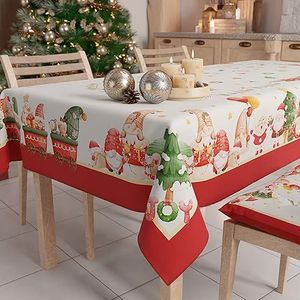 PETTI Artigiani Italiani - Kersttafelkleed, vuilafstotend, rechthoekig, voor Kerstmis, keuken, design kabouter, X6 plaatsen (140 x 180 cm), 100% Made in Italy