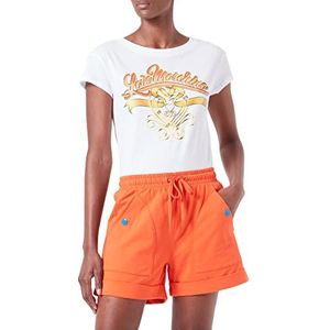 Moschino Casual broek voor dames, veelkleurige drukknopen en logo, oranje, 44 NL