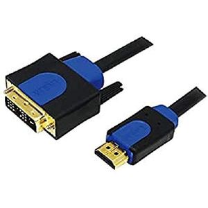 LogiLink 131620 DVI/HDMI aansluitkabel 2,00 m CHB3102 vergulde stekkercontacten, schroefbaar zwart [1x DV, zwart-UHU003