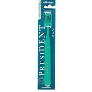 President ORTHO-IMPLANT BORSTEL voor dragers van beugels, implantaten, prothesen. Medium V-snit borstelharen voor effectieve tandreiniging. Tegen plaque, tandsteen, cariës