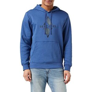 Skechers Heren Big Diamond Pullover Hooded Sweatshirt, Blauw, M