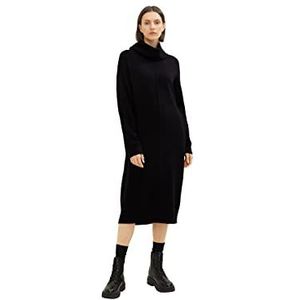 TOM TAILOR Dames Gebreide jurk met rolkraag 1034065, 14482 - Deep Black, 40