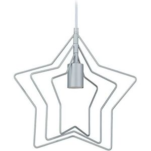 Relaxdays hanglamp ster, moderne plafondlamp, E27, HBD: 132 x 32 x 28 cm, woonkamer, pendellamp metaal, zilver