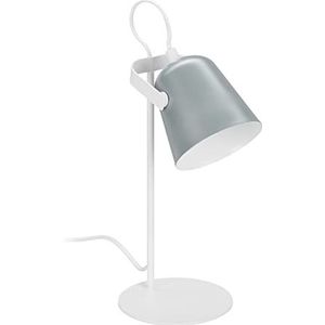 Relaxdays bureaulamp metaal, kantelbare lampenkap, HxØ: 39 x 15 cm, ook als leeslamp, E14-fiting, in het grijs