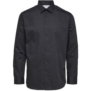 SELECTED HOMME BLACK Heren Slhslimethan Shirt Ls Classic B Noos Shirt, zwart, M
