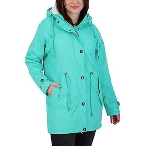 Ankerglut Friesennerz Regenjas voor dames, met capuchon, gevoerd, waterdicht, weerbestendig, windbreaker, overgangsjas met teddyfleece, turquoise, 50/grote maten