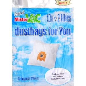 mistervac MV 617 / stofzuigerzak fleece 5-laags/voordeelverpakking 30 zakken + 6 filters met vier mondstukkenset/voor Miele en Wereldstar