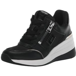 DKNY Dames Kai Lace-Up Wedge Sneaker, Zwart, 37,5 EU, zwart, 37.5 EU