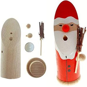 Hess Holzspielzeug 40023 - knutselset rookman 6-delig, van hout, design kerstman met bezem, ca. 13 cm, decoratie voor de advents- en kersttijd uit het Ertsgebergte