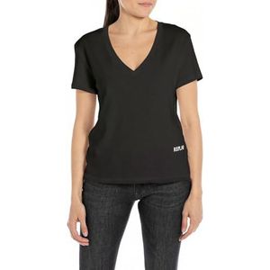 Replay Dames Oversize T-shirt met korte mouwen Pure Logo Collectie, 098 Black, M