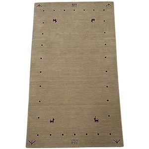 WAWA TEPPICH Handgemaakt oosters Gabbeh tapijt van 100% wol Loom handgeweven 90 x 160 cm beige T1