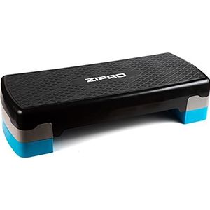 Zipro Stepper voor thuis incl. workout, stepper in hoogte verstelbaar en antislip voor aerobic, gymnastiek en fitness, Home Step Stepbank, 10-15 cm, zwart-blauw