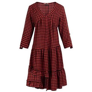 threezy Dames midi-jurk 21125666-TH01, zwart rood, XS, Zwart/Rood, XS