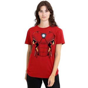 Iron Man Kostuum dames T-shirt, rood, klein, Rood, S