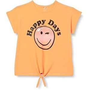 NAME IT Nkfasmine Happy Ss Top SMI T-shirt voor meisjes, Double Cream, 122/128 cm