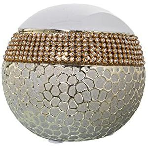 DRW Set van 6 keramische ballen met kristallen stenen in wit, zilver en goud Ø 10 cm