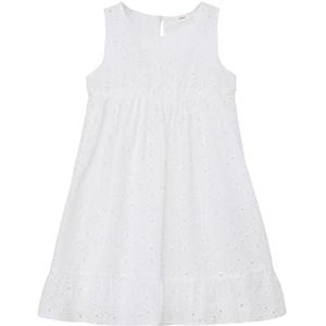 s.Oliver Junior Girl's jurk met gatenborduurwerk, wit, 110, wit, 110 cm