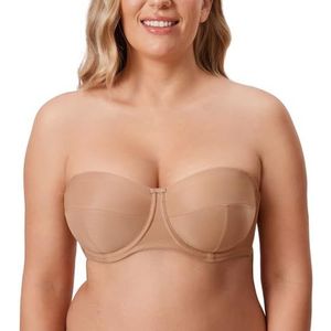 DELIMIRA Strapless-bh Voor Dames Grote Maat Converteerbaar Met Beugel Niet Gewatteerd natuurlijk 80D