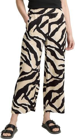 Tom Tailor - Culotte - Abstract Teal Zebra Print - Zomerbroek - Hoog Taille