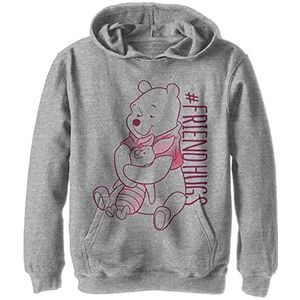 Disney Winnie Piglet Pooh Hugs Boy's Hooded Pullover Fleece, Athletic Heather, Small, Athletic Heather, S