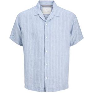 JACK & JONES Heren Jprcclawrence Linen Resort S/S Shirt Sn, Twilight Blue, XL