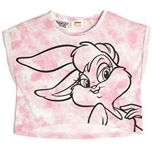 Koton Girls's Lola Bunny Licenced Oversized Crew Neck Tie-dye T-shirt, Roze design (2d5), 9-10 Jaar