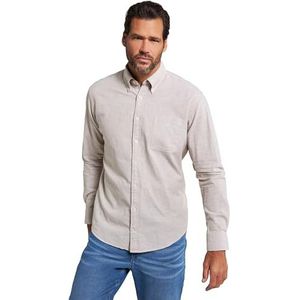 JP 1880 Heren linnen hemd, lange mouwen, buttondown-kraag, modern fit T-shirt, Mouses Back, XXL