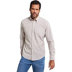 JP 1880 Heren linnen hemd, lange mouwen, buttondown-kraag, modern fit T-shirt, Mouses Back, XXL