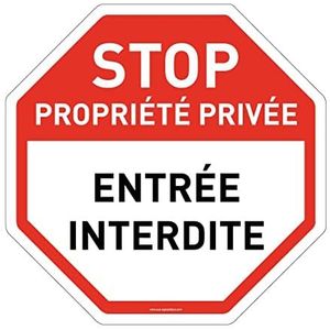 AUA SIGNALETIQUE - Achthoekig bord Stop Privée ingang verboden – Ø 180 mm, aluminium Dibond 3 mm