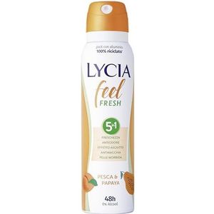Lycia - Deospray Feel Fresh, ohne Alkohol, Wirksamkeit 48 Stunden, Duft von Pfirsich und Papaya, 150 ml