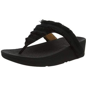 Fitflop Dames Freya Lottie Toe Post-Fringe Canvas Open Sandalen, Rode adrenaline rood 678, 37.5 EU