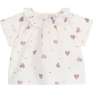 Petit Bateau - Blouse - Ecru/Multico - Korte Mouwen - Voor Baby's Meisjes - 24 Maanden