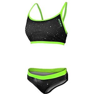 Zone3 Dames Cosmic tweedelige zwembikini, grijs/fluro geel, 34