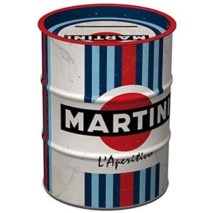 Nostalgic-Art Retro Spaarpot olievat, Martini - L'Aperitivo – Geschenkidee voor cocktailfans, Spaarvarken in metaal, Vintage Spaarblik, 600 ml