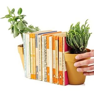 Suck UK Bloempot boekhouder decoratieve plankverdeler met ruimte voor planten en vetplanten, boekensteunen, boekenrek, boekenrek voor rek, boekenhouder, bloempot, plantenpotten, plastic boekenhouder