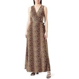 faina ZITHA dames maxi-jurk met luipaardprint 19222827-ZI01, beige leo, S, maxi-jurk met luipaardprint, S