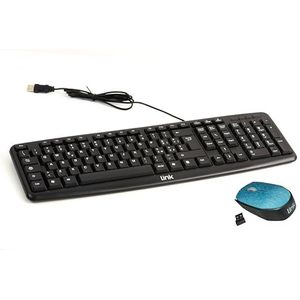 LINK LKTAST02 LKMOS08 - Italiaans USB-toetsenbord 108 toetsen kleur zwart + draadloze muis gemaakt van stof kleur grijs USB 1000 DPI