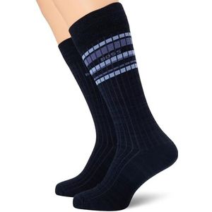 BOSS Heren 2p Rib Stripe CC Regular Socks, Dark Blue401, 43-46 EU
