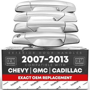 T1A 22738721 22738722 Set Chrome Buitendeurgrepen Voor/Achter Links & Rechts w/Driver Side Voor Sleutelgat voor 07-13 Chevrolet GMC door TruBuilt 1 Automotive