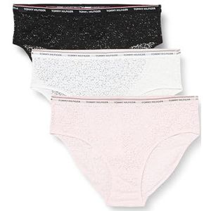 Tommy Hilfiger Dames 3-pak bikini kant (Ext maten) UW0UW04897 slipje, zwart/wit/lichtroze, XS, Zwart/Wit/Lichtroze, XS