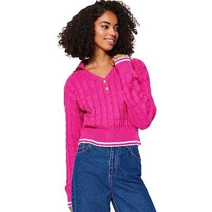 Trendyol FeMan Regular fit Basic Polo Neck Knitwear Trui, Fuchsia, S, Fuchsia, S