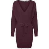 Gebreide Jurk - V-Hals - Lange Mouwen - Regular Fit - Riem in Taille