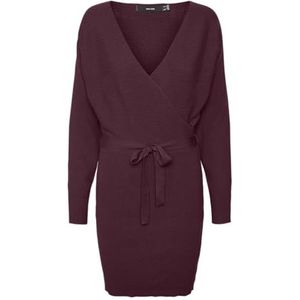 Gebreide Jurk - V-Hals - Lange Mouwen - Regular Fit - Riem in Taille