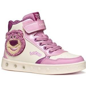 Geox J Skylin Girl Sneaker, DK PINK/LT Ivoor, 27 EU, Dk Pink Lt Ivory, 27 EU