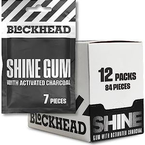Blockhead White Gum | Actieve houtskool | Helpt met vlekverwijdering | Beschermt tanden | Bevat calcium, xylitol en natriumbicarbonaat