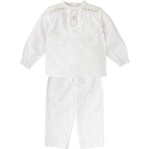 BABIDU Set voor meisjes, met geborduurde blouse en lange broek, wit, 24 maanden, uniseks, Uniek, 24 Maanden